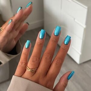 Pink CHROME MIRROR PRESS ON GLUE ON NAILS 💅 SALON QUALITY GLUE & FILE